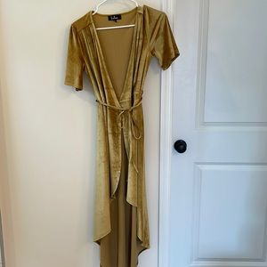 Lulus gold velvet wrap dress